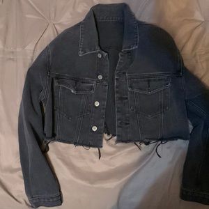 John Galt black ripped jean jacket